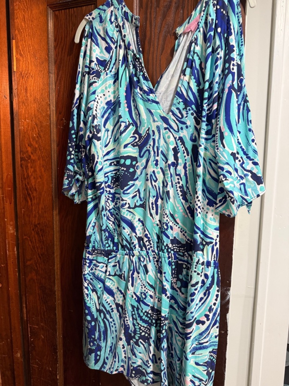 Lilly Pulitzer Aqua, Navy and White V-Neck Romper